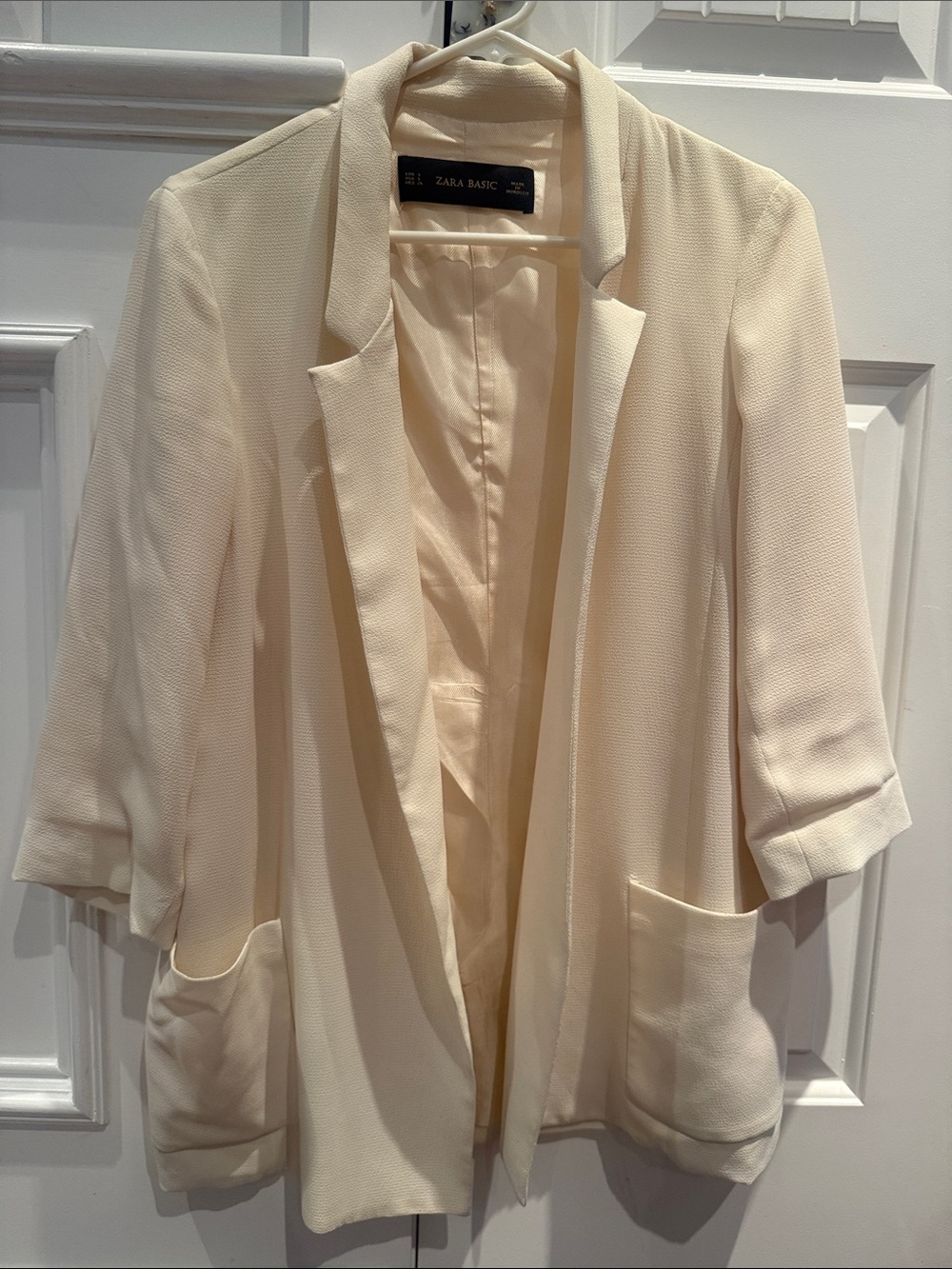 Zara Cream Open-Front Lightweight Blazer